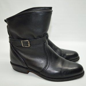 Frye Black Leather Belt Belted Biker Booties Women's Size 6M 77545